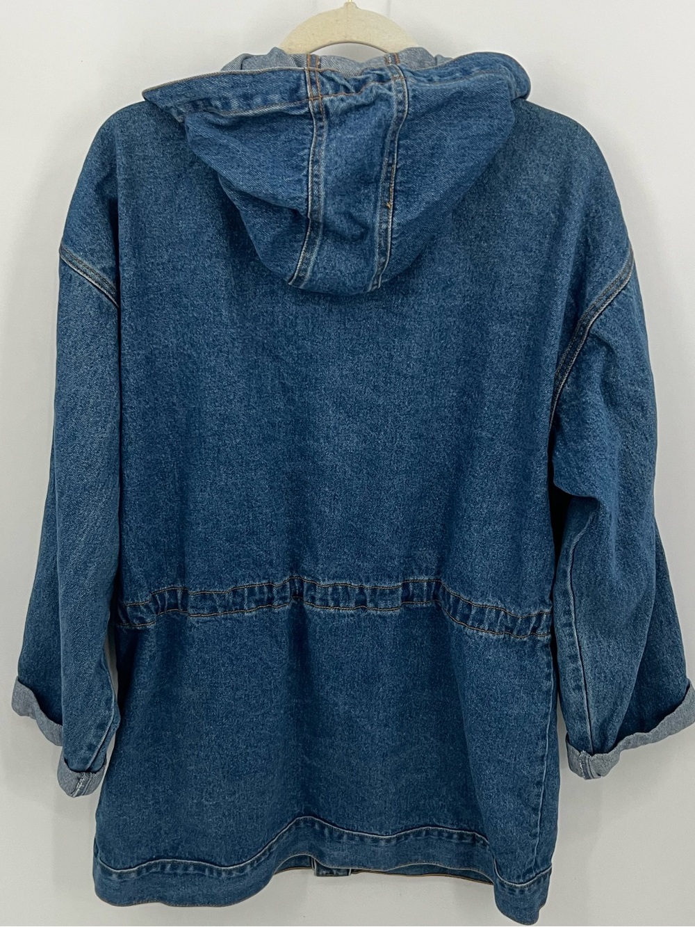 Vintage Disney Blue Denim Hooded Anorak Jacket with Mickey Mouse Patch - Picture 2 of 12